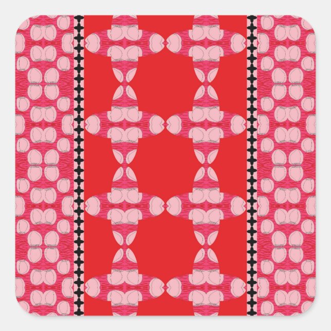 Roses And Waves Clovers Square Sticker (Front)