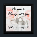 Roses and Wedding Band/Proposal Keep Sake Gift Box<br><div class="desc">Roses and Wedding Band/Proposal Keep Sake Gift Box Large 7.125" Square w/6" Tile/I promise to always love you, will you marry me? Display your favourite images on a vibrant tile inlaid into the lid of this beautiful jewellery box. Made of lacquered wood, the jewellery box comes in Golden Oak, Ebony...</div>