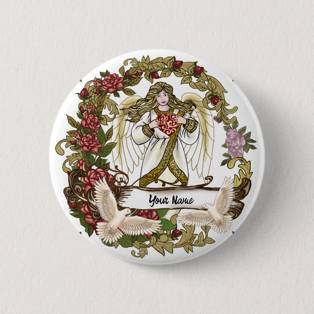 Roses Angel  6 Cm Round Badge (Front)