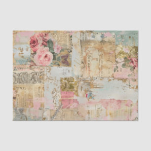 Roses Antique Collage Pattern Tissue Paper