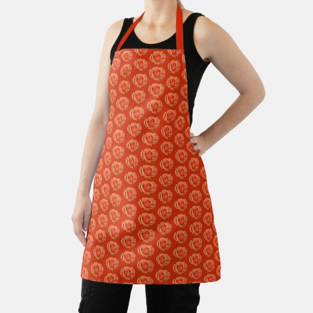 Roses Aprons Orange Rose Apron Personalised  Gifts (Insitu)