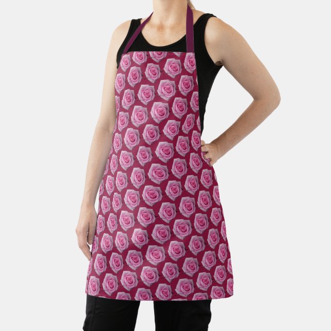Roses Aprons Pink Rose Apron Personalised  Gifts (Insitu)