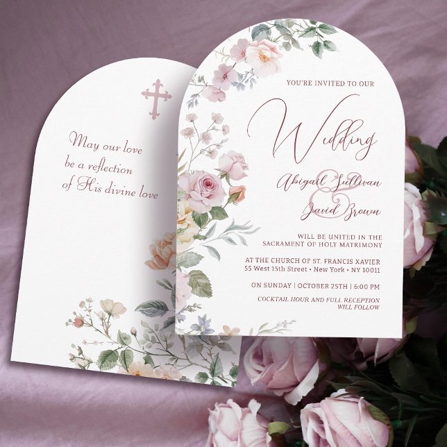 Roses Arch Catholic Wedding Invitation (Creator Uploaded)