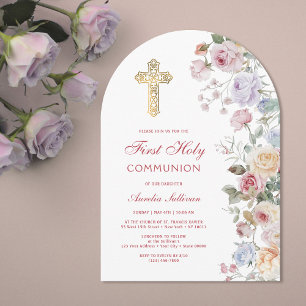 Roses Arch First Communion Invitation