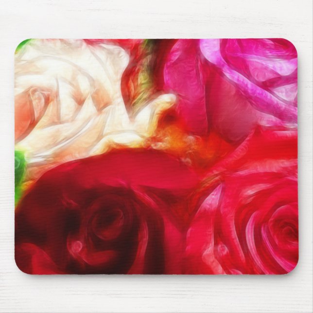 Roses Are Pink Peach Red Artistic & Unique Mouse Mat (Front)