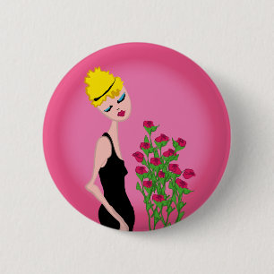 roses are red 6 cm round badge