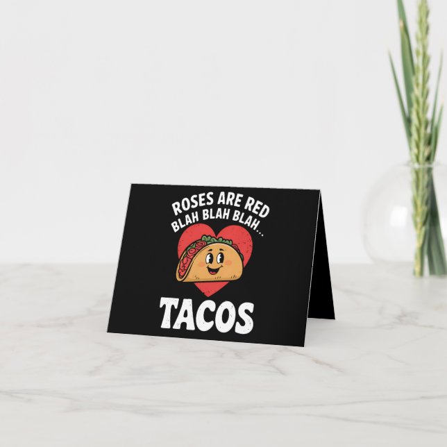 Roses Are Red Blah Tacos Funny Valentine Day Thank You Card (Front)