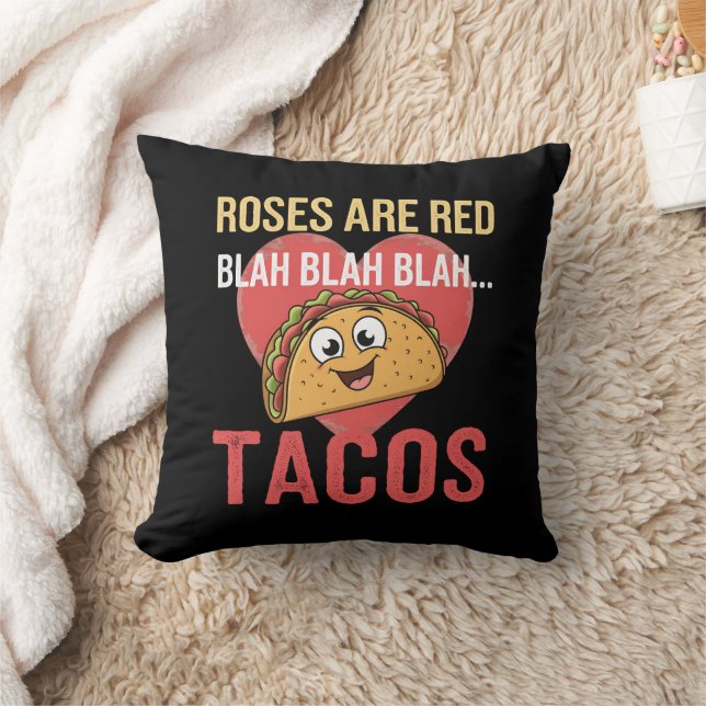 Roses Are Red Blah Tacos Valentines Day Food Lover Cushion (Blanket)
