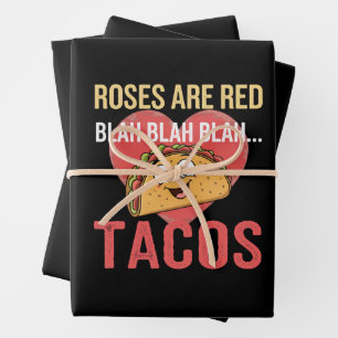 Roses Are Red Blah Tacos Valentines Day Food Lover Wrapping Paper Sheet