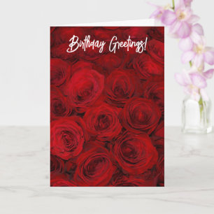 Roses are Red Deep Red Rose Flowers Birthday Card