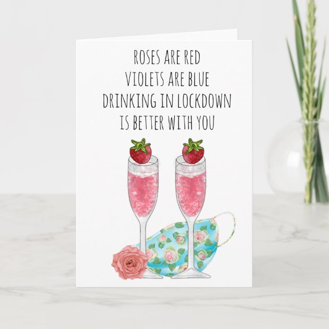 Roses Are Red Funny Lockdown Quarantine Card (Front)