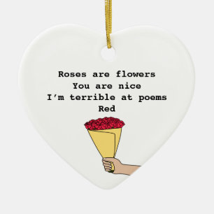 Roses are red funny poem Valentine’s Day Ceramic Tree Decoration