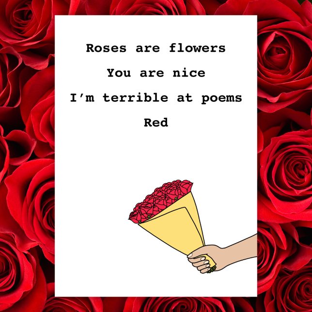 Roses are red funny poem Valentine’s Day flat Holiday Card (Creator Uploaded)