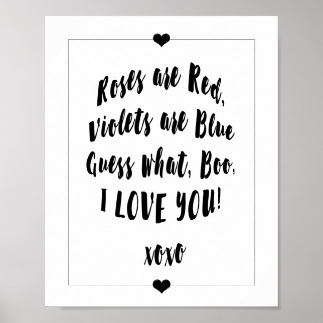Roses are Red Poem Customisable Poster (Front)