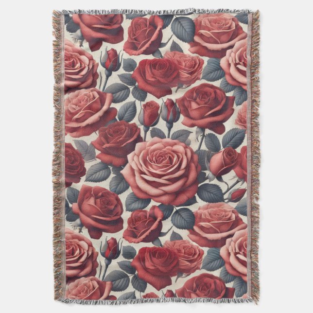 Roses are Red Throw Blanket (Front Vertical)