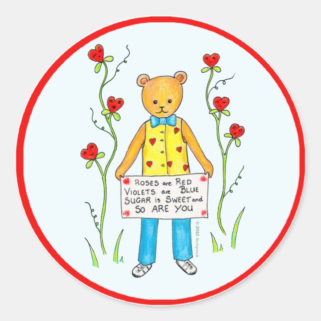 Roses are Red, Violets are Blue Classic Round Sticker (Front)