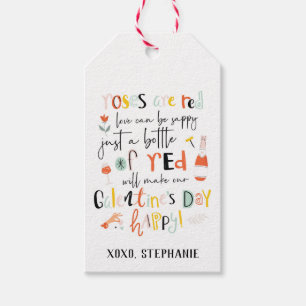 Roses Are Red Wine Galentine's Day Tag