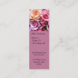 Roses arranged bookmark mum mini business card