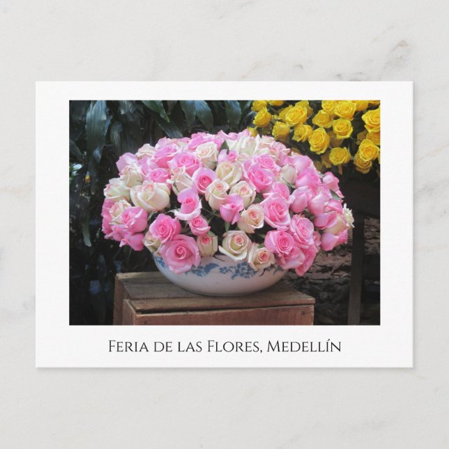 Roses at the Feria de las Flores in Medellín Holiday Postcard (Front)