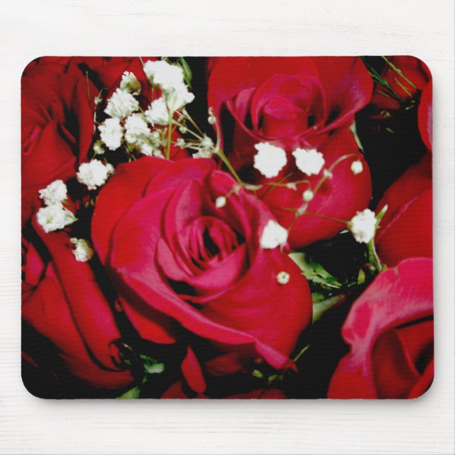 Roses & Baby Breath Mousepad (Front)