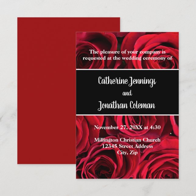 Roses Background - 3x5 Wedding Invitation (Front/Back)