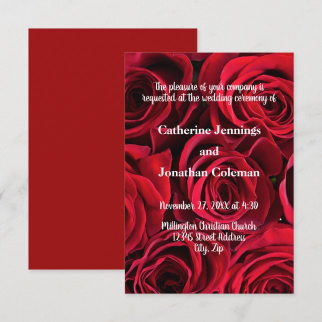 Roses Background - 3x5 Wedding Invitation (Front/Back)