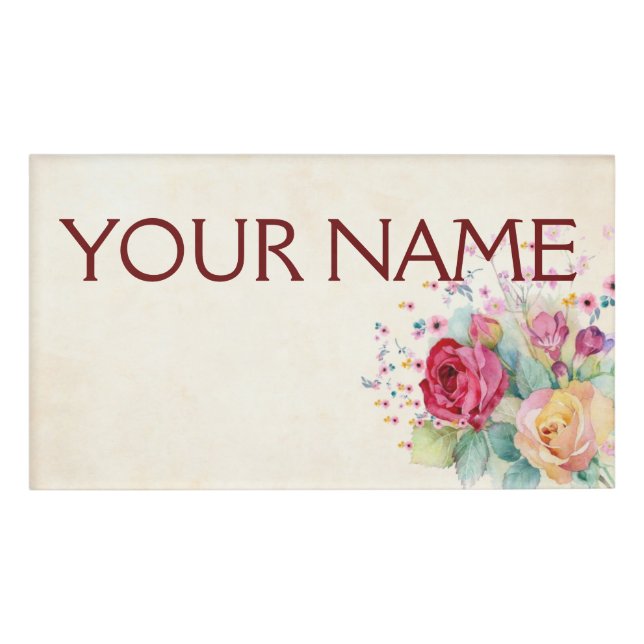 Roses  background - Customise your own Name Tag (Front)
