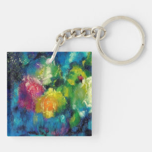 Roses, beautiful fine art painting key ring