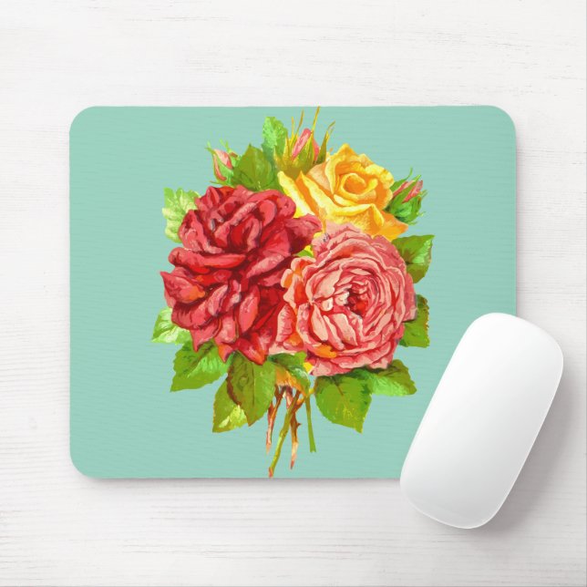 roses beauty lovely mouse mat (With Mouse)