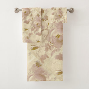 Roses beige bath towel set