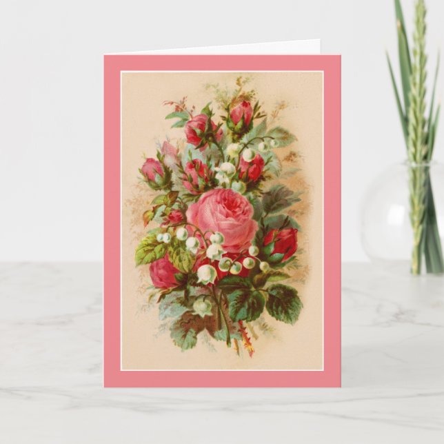 Roses Birthday Folded Greeting Card (Front)