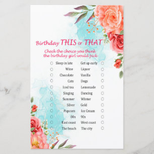 Roses Birthday This or That Game