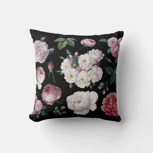 roses black cushion (Front)