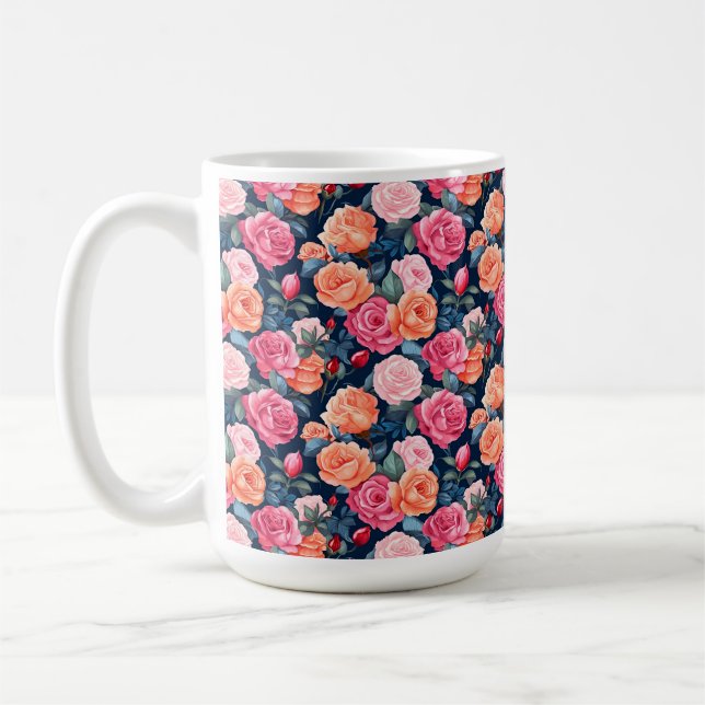 Roses Blooming Flowers Pattern-80037  Coffee Mug (Left)