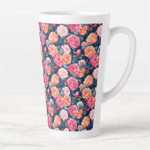 Roses Blooming Flowers Pattern-80037  Latte Mug