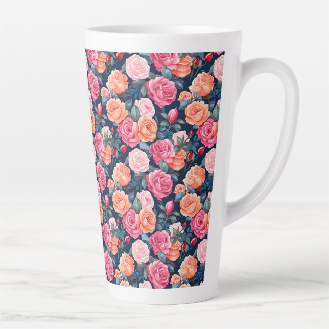 Roses Blooming Flowers Pattern-80037  Latte Mug (Right)
