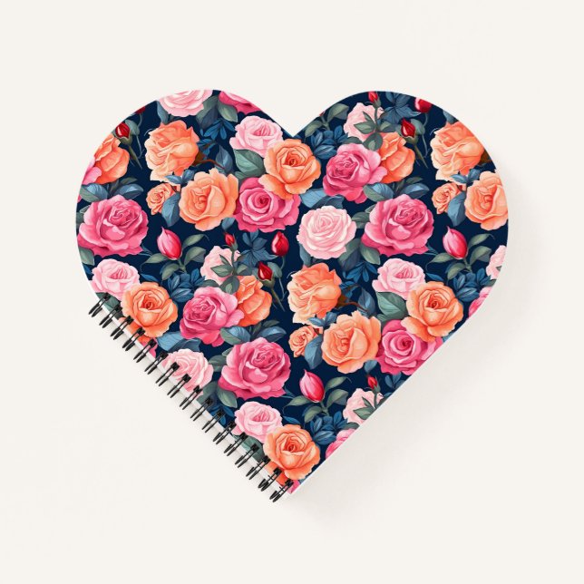 Roses Blooming Flowers Pattern-80037 Notebook (Front)