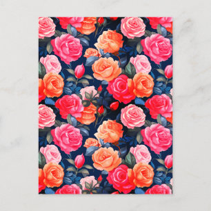 Roses Blooming Flowers Pattern-80037 Postcard