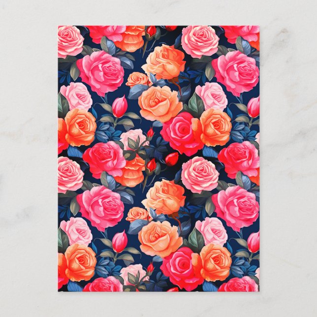 Roses Blooming Flowers Pattern-80037  Postcard (Front)