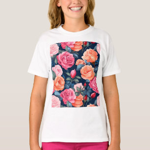 Roses Blooming Flowers Pattern-80037 T-Shirt