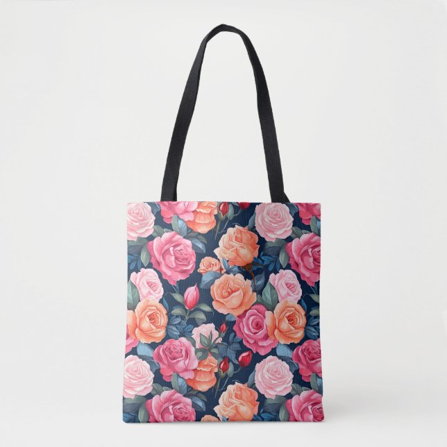 Roses Blooming Flowers Pattern-80037  Tote Bag (Front)