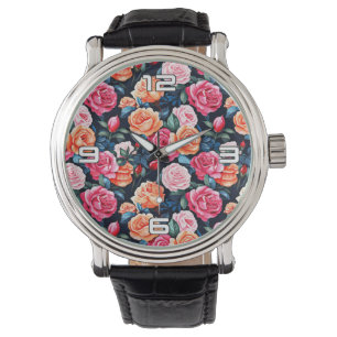 Roses Blooming Flowers Pattern-80037 Watch