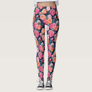 Roses Blooming Flowers Pattern  Leggings