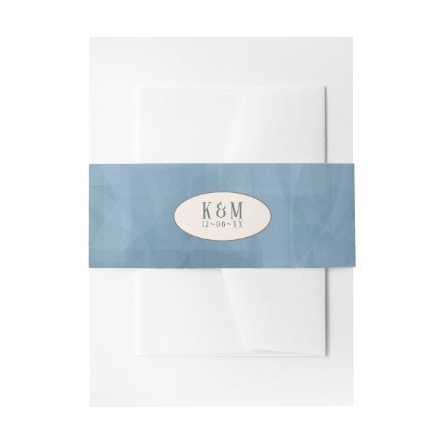 Roses Blue/Peach Wedding ID584 Invitation Belly Band (Front Example)