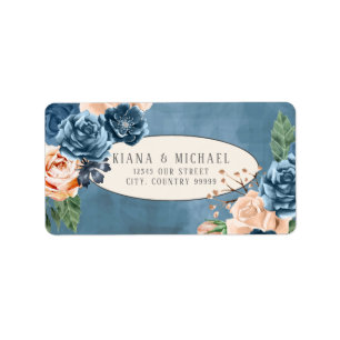 Roses Blue/Peach Wedding ID584 Label