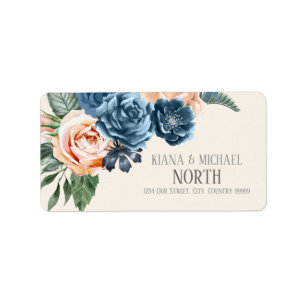 Roses Blue/Peach Wedding ID584 Label