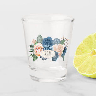 Roses Blue/Peach Wedding ID584 Shot Glass