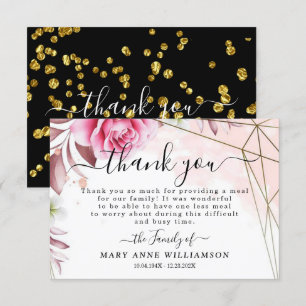 Roses Blush Funeral Food Thank You Card