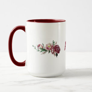 Roses Bordo Red Name  Combo Mug