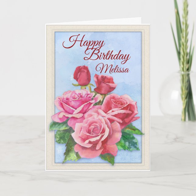 Roses bouquet birthday card (Front)
